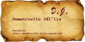 Demetrovits Júlia névjegykártya